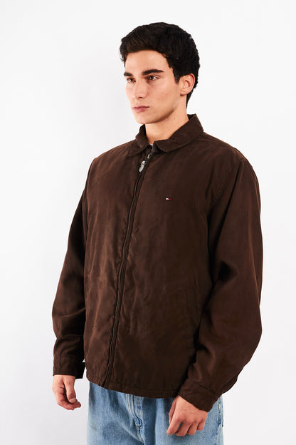 2000 Vintage Tommy Hilfiger Coffee Peachskin Harrington (L)
