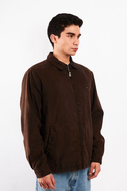 2000 Vintage Tommy Hilfiger Coffee Peachskin Harrington (L)