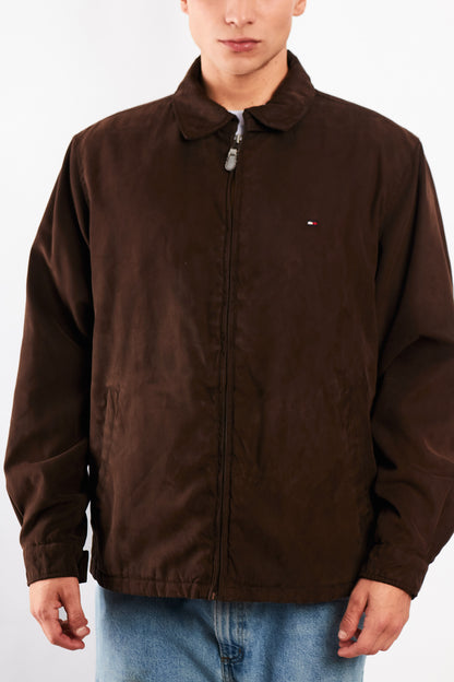 2000 Vintage Tommy Hilfiger Coffee Peachskin Harrington (L)