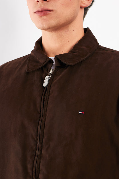 2000 Vintage Tommy Hilfiger Coffee Peachskin Harrington (L)