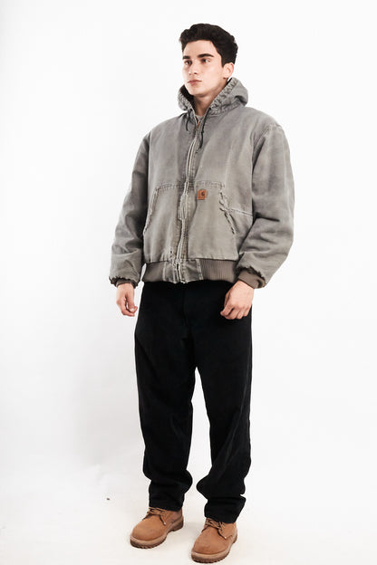 2000 Vintage Carhartt J130 Fadded Distressed Gray Active Jacket (M/L)