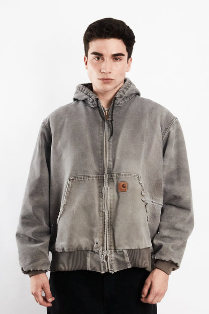 2000 Vintage Carhartt J130 Fadded Distressed Gray Active Jacket (M/L)