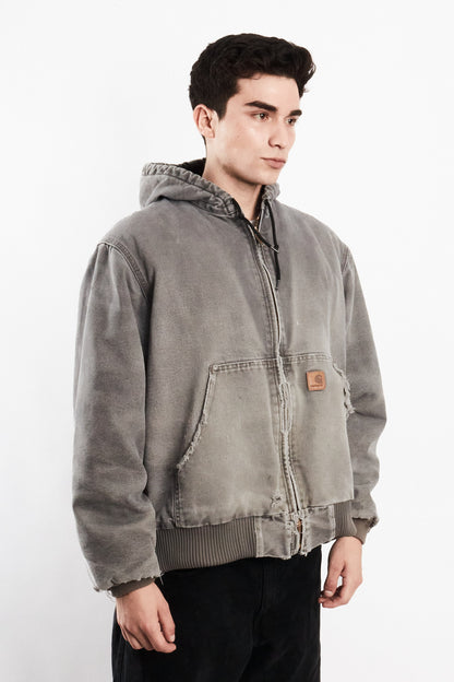 2000 Vintage Carhartt J130 Fadded Distressed Gray Active Jacket (M/L)