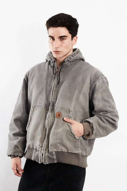 2000 Vintage Carhartt J130 Fadded Distressed Gray Active Jacket (M/L)