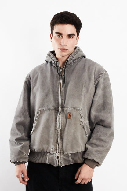 2000 Vintage Carhartt J130 Fadded Distressed Gray Active Jacket (M/L)