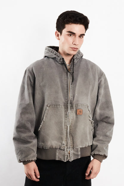 2000 Vintage Carhartt J130 Fadded Distressed Gray Active Jacket (M/L)