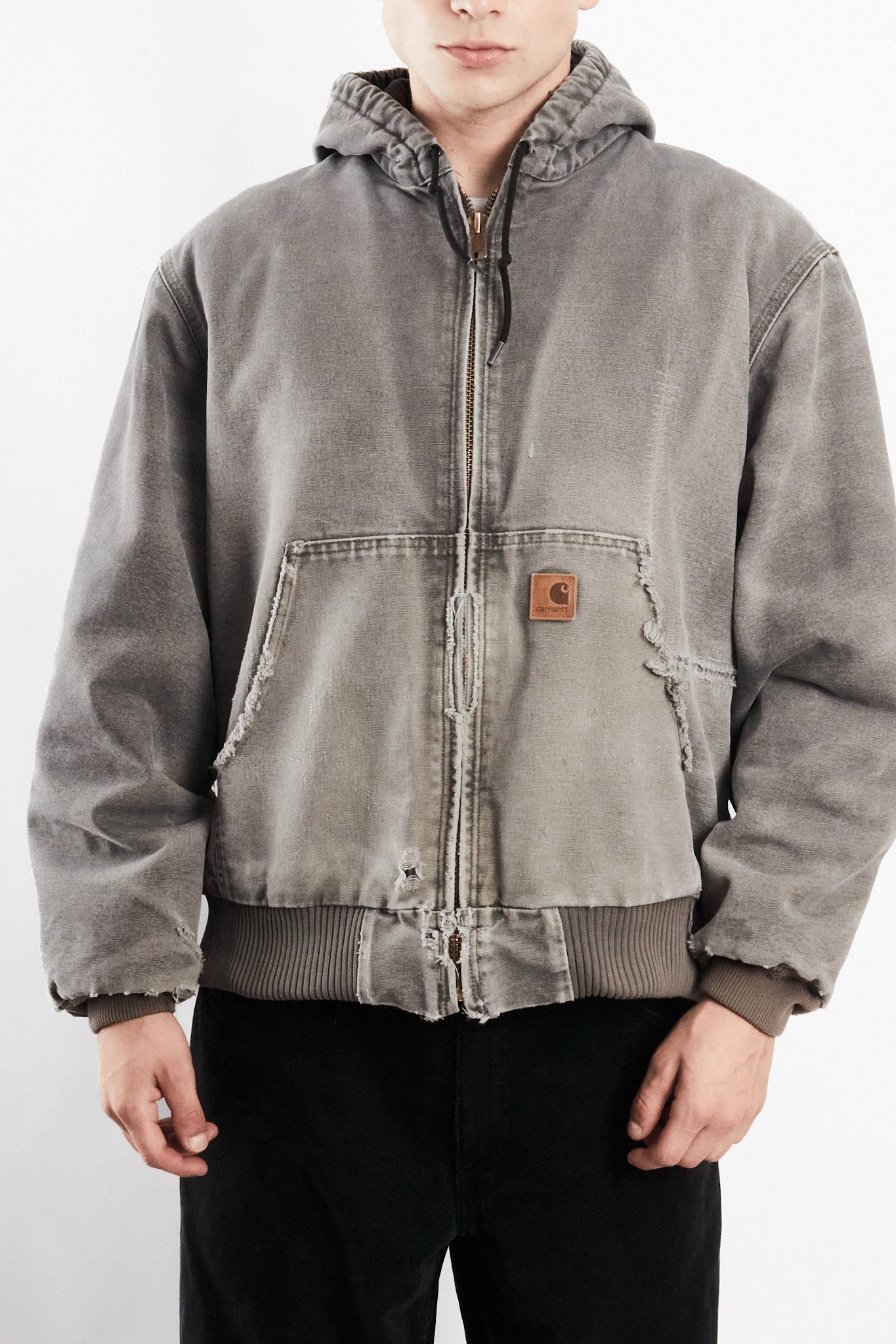 2000 Vintage Carhartt J130 Fadded Distressed Gray Active Jacket (M/L)