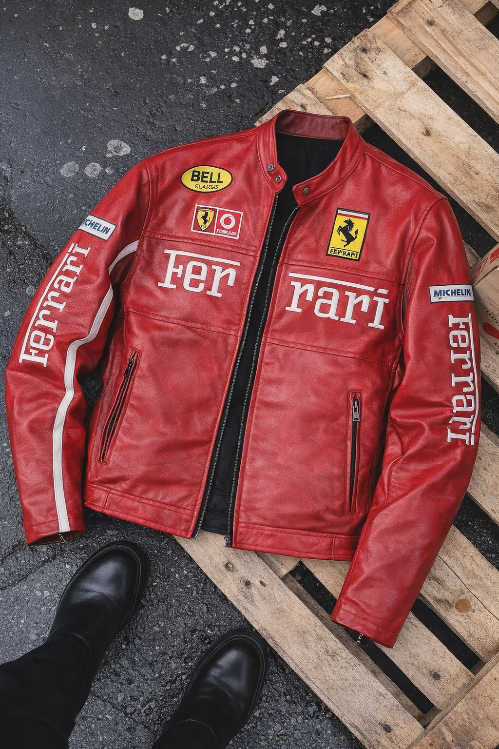 Ferrari Red Vegan Leather Jacket