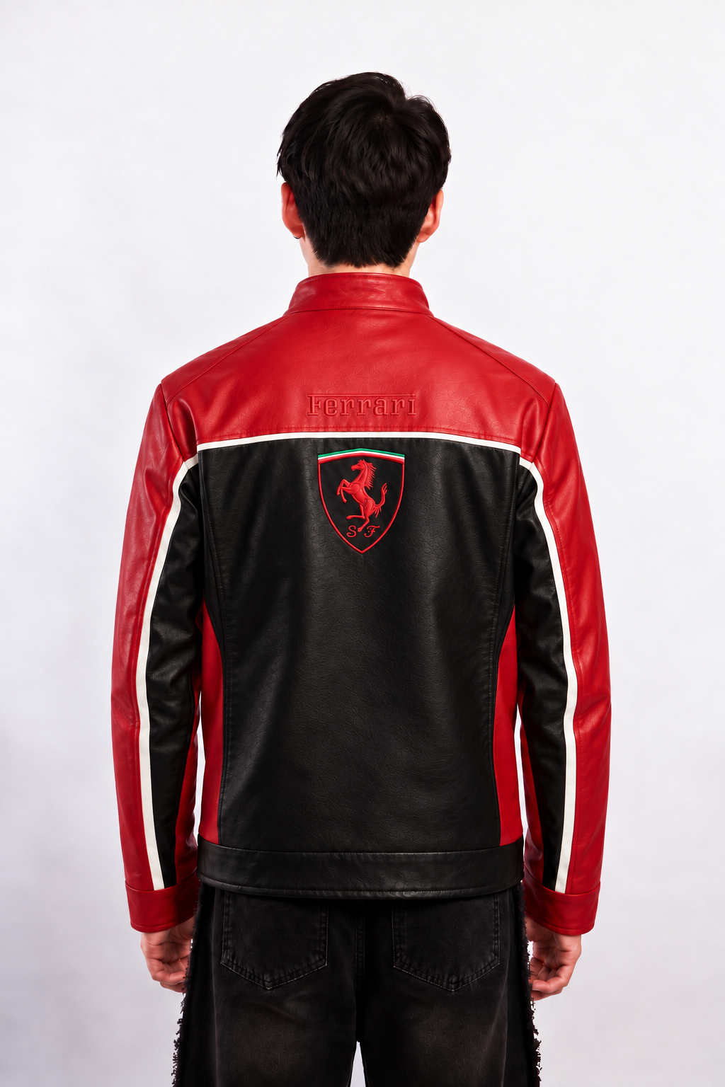 Scuderia Ferrari Black and Red Boxy Racing Jacket