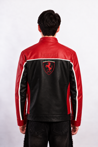Scuderia Ferrari Black and Red Boxy Racing Jacket