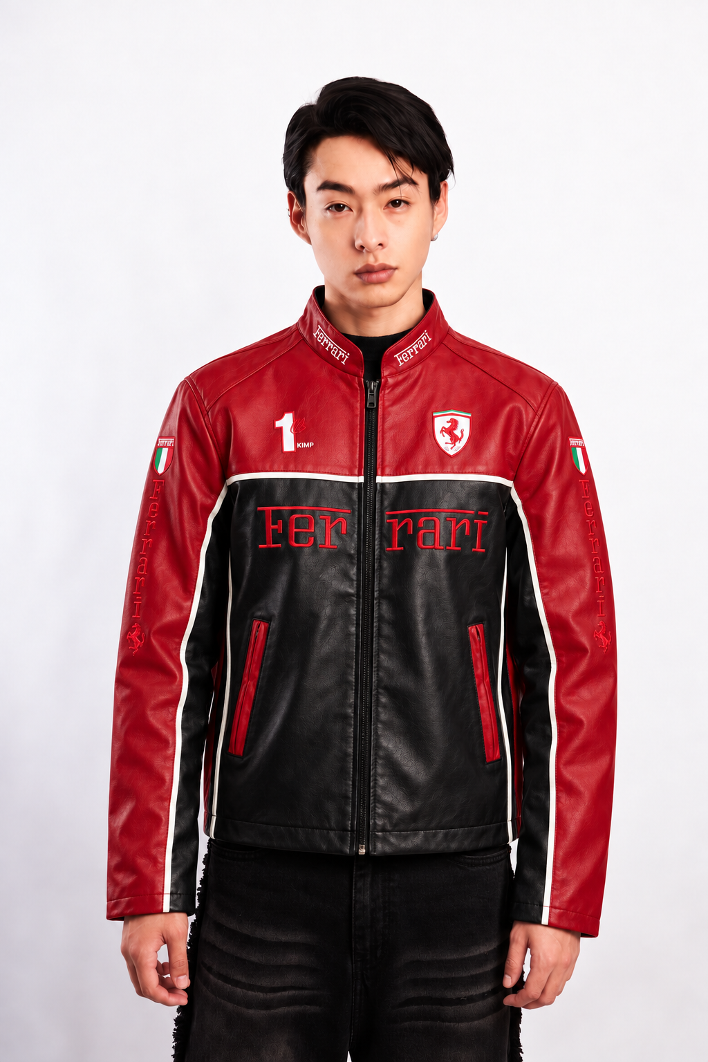 Scuderia Ferrari Black and Red Boxy Racing Jacket