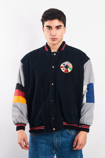 1990 Vintage All Flags Cotton Varsity Jacket (L)