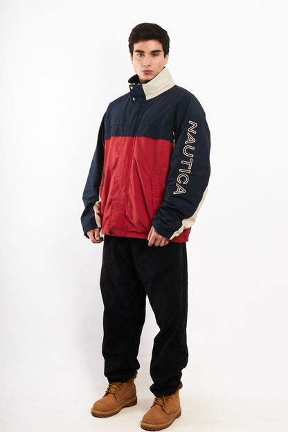 2000 Vintage Nautica Colorblock Impermeable Spellout Jacket (L/XL)