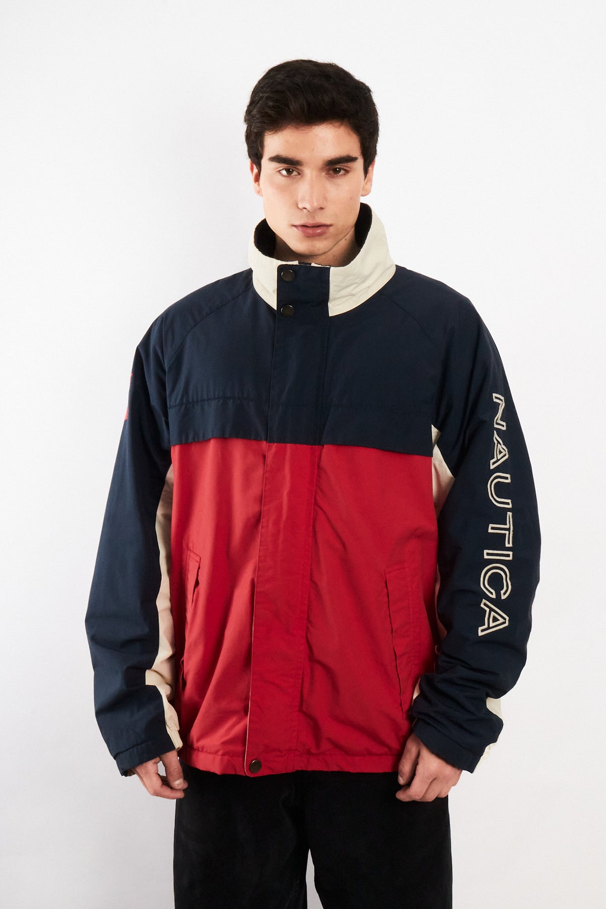 2000 Vintage Nautica Colorblock Impermeable Spellout Jacket (L/XL)