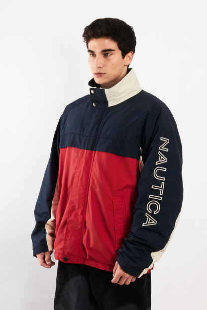 2000 Vintage Nautica Colorblock Impermeable Spellout Jacket (L/XL)