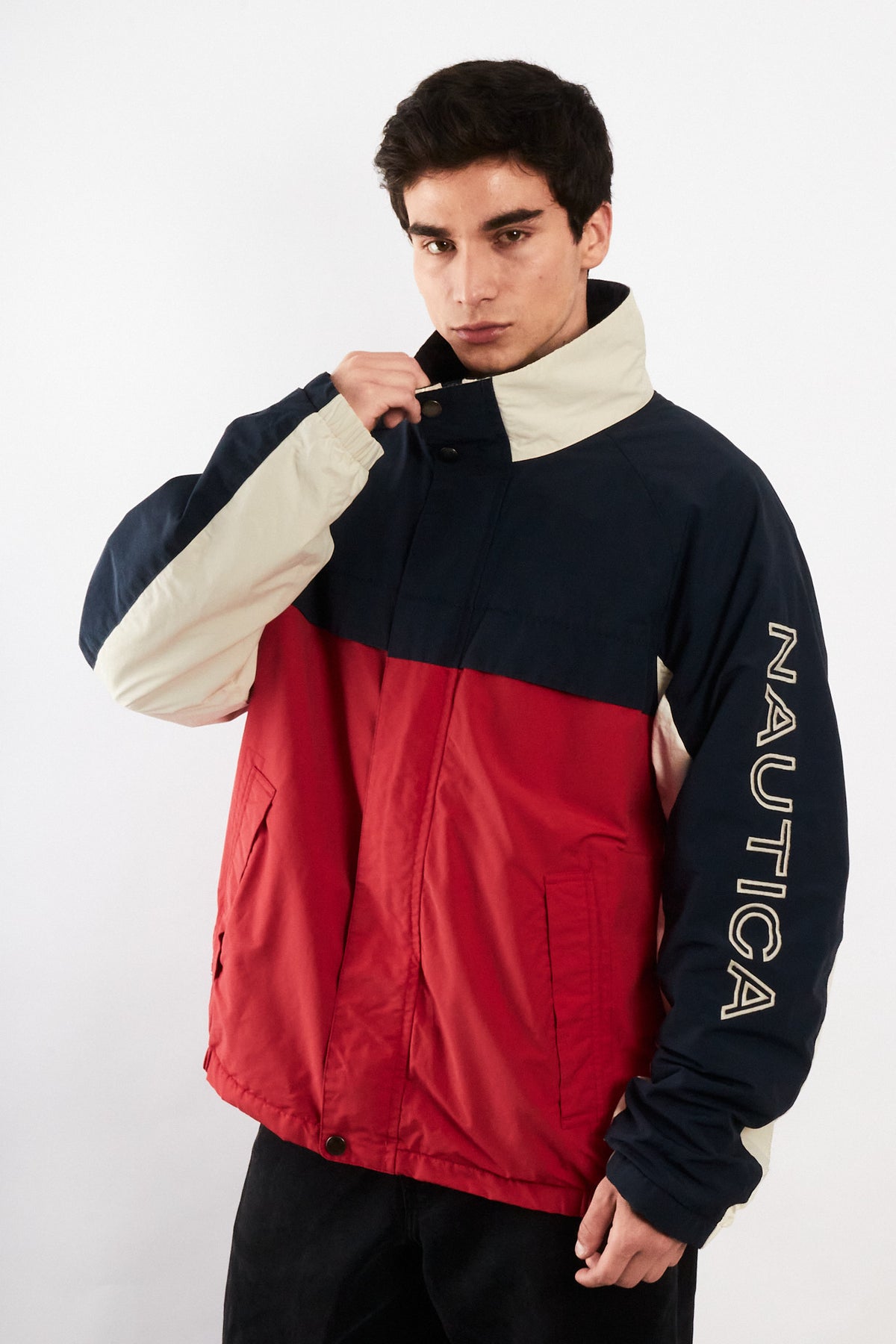 2000 Vintage Nautica Colorblock Impermeable Spellout Jacket (L/XL)