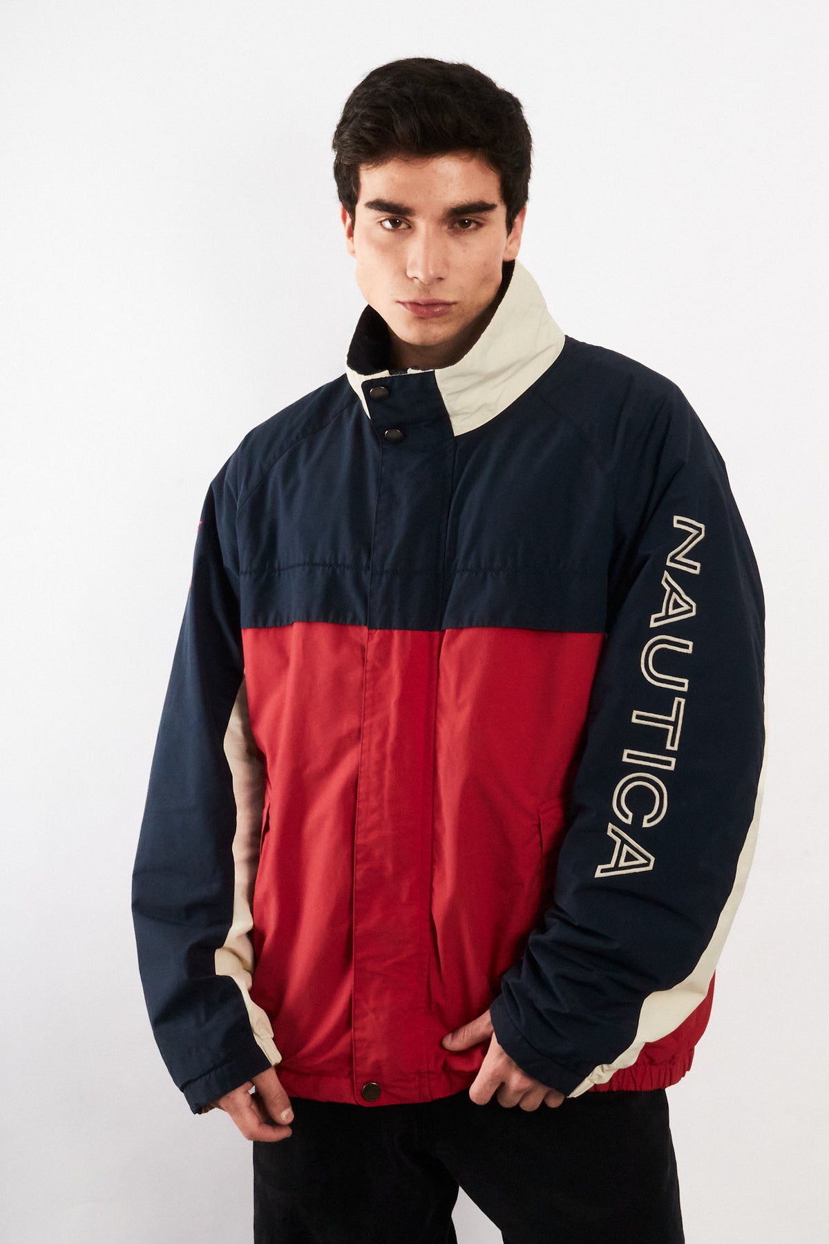 2000 Vintage Nautica Colorblock Impermeable Spellout Jacket (L/XL)