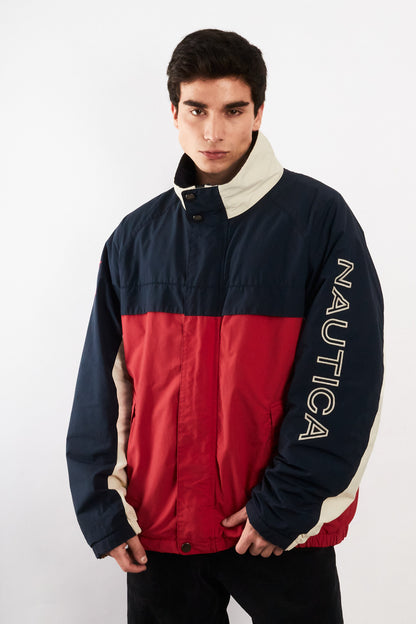2000 Vintage Nautica Colorblock Impermeable Spellout Jacket (L/XL)