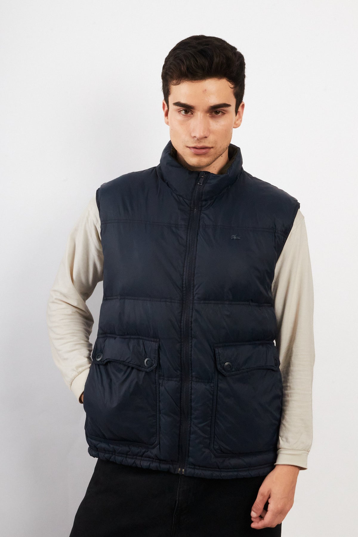 2000 Vintage Lacoste Metal Logo Puffer Vest (M/L)