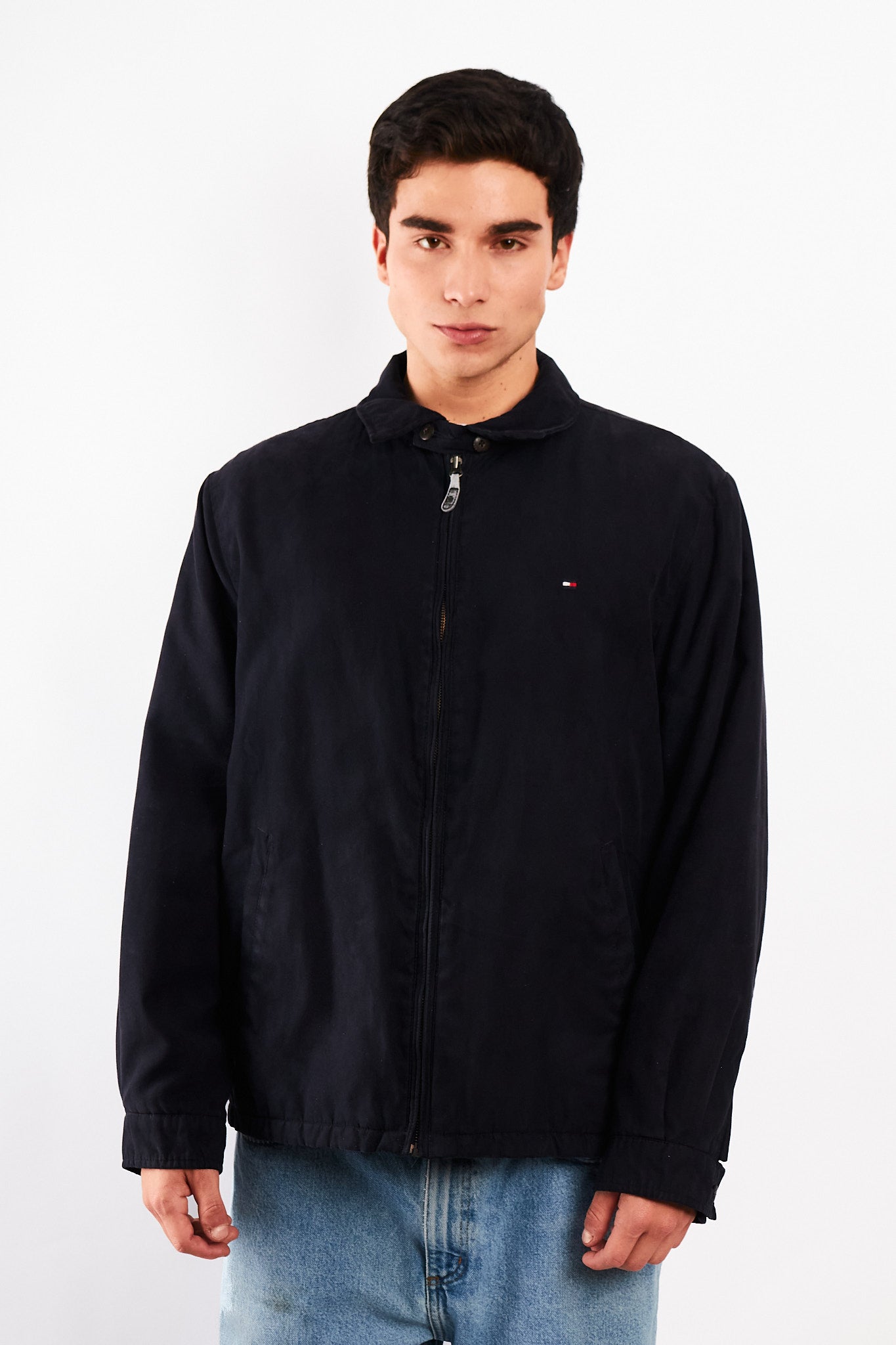 2000 Vintage Tommy Hilfiger Midnight Navy Peachskin Harrington (M/L)