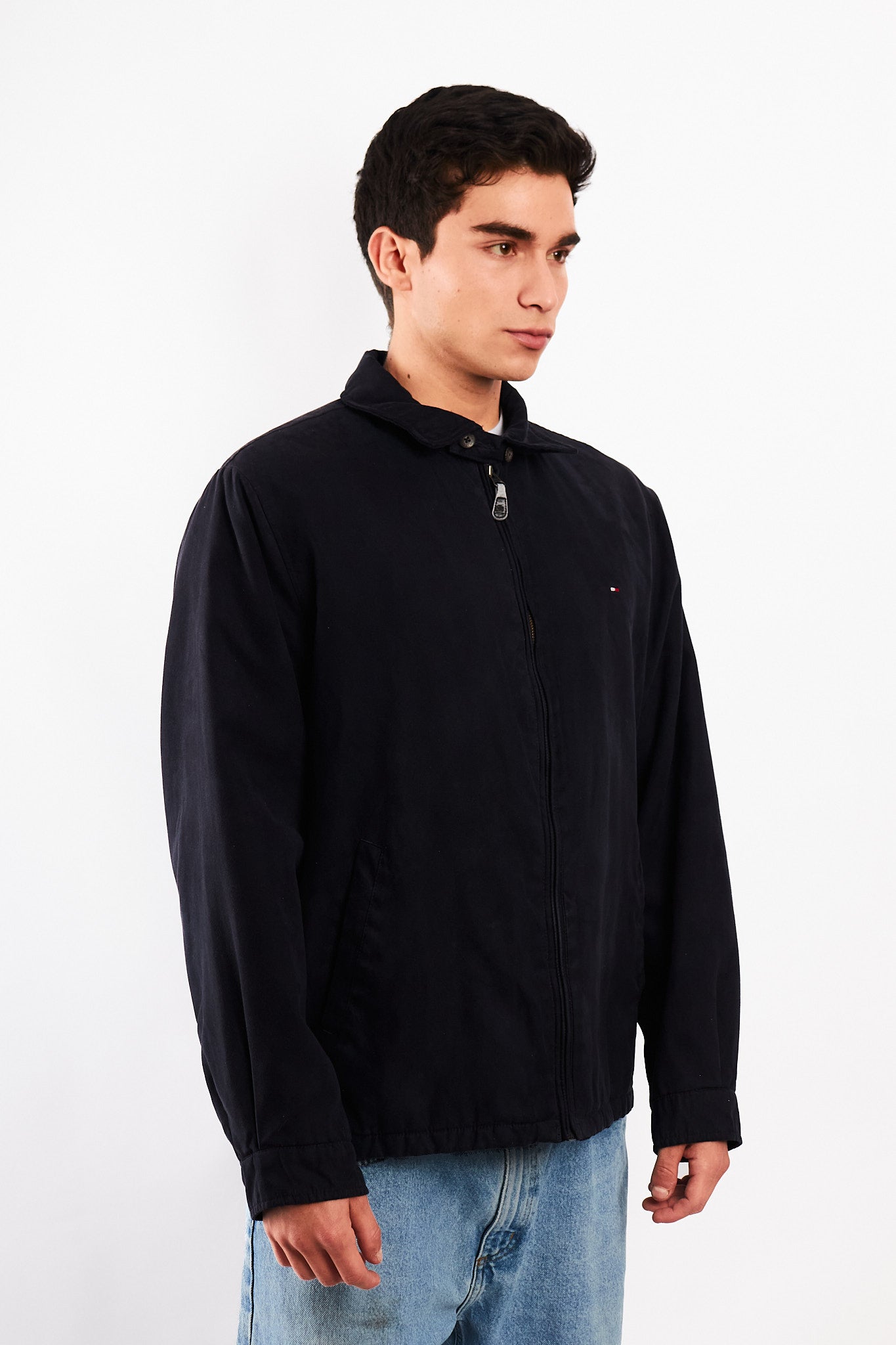 2000 Vintage Tommy Hilfiger Midnight Navy Peachskin Harrington (M/L)