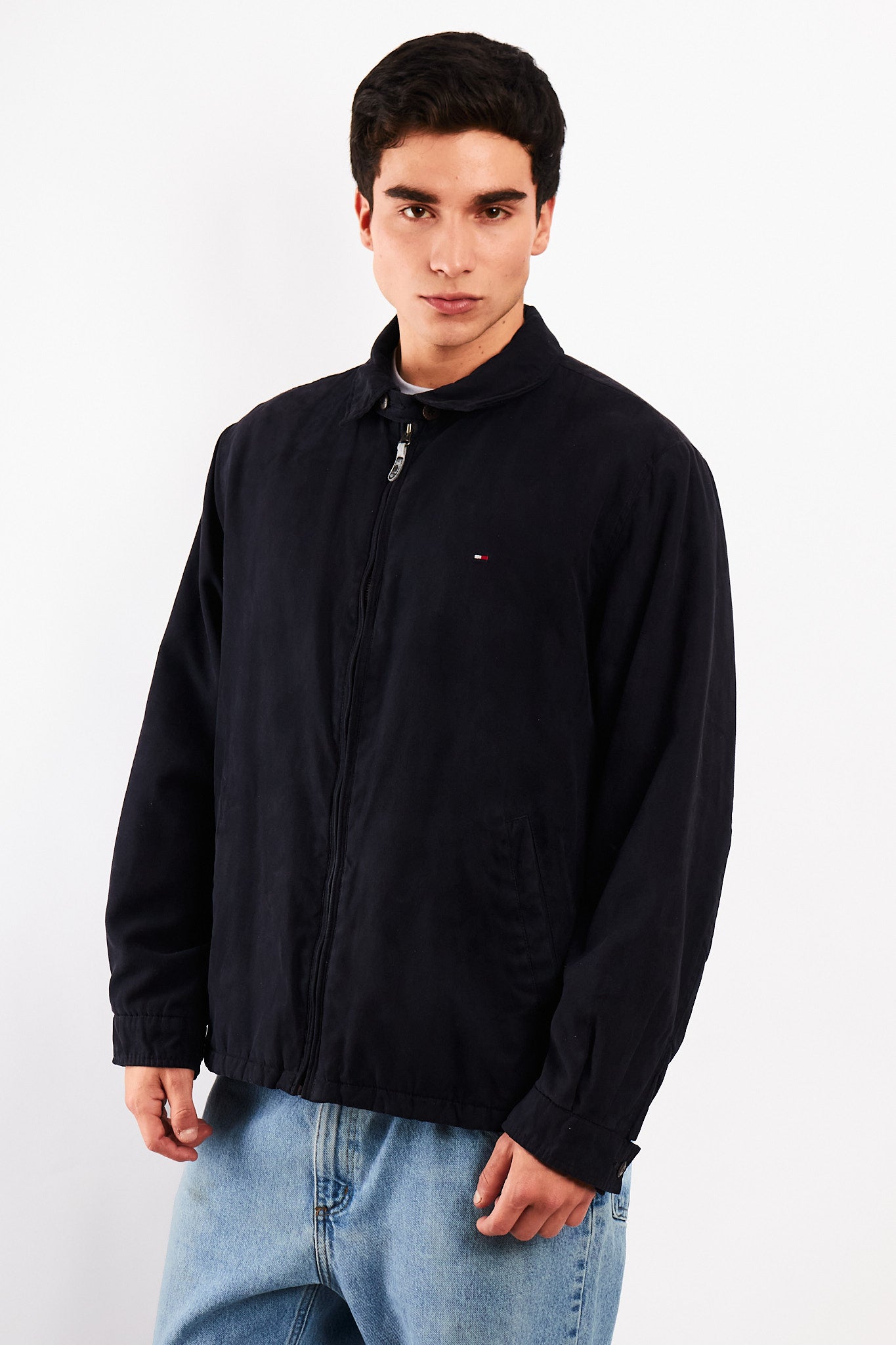 2000 Vintage Tommy Hilfiger Midnight Navy Peachskin Harrington (M/L)