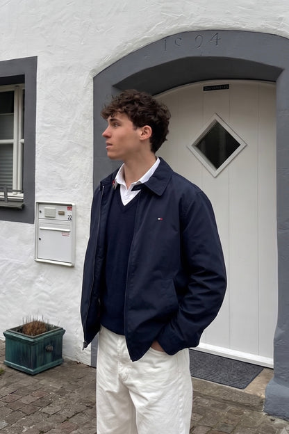2000 Vintage Tommy Hilfiger Midnight Navy Peachskin Harrington (M/L)