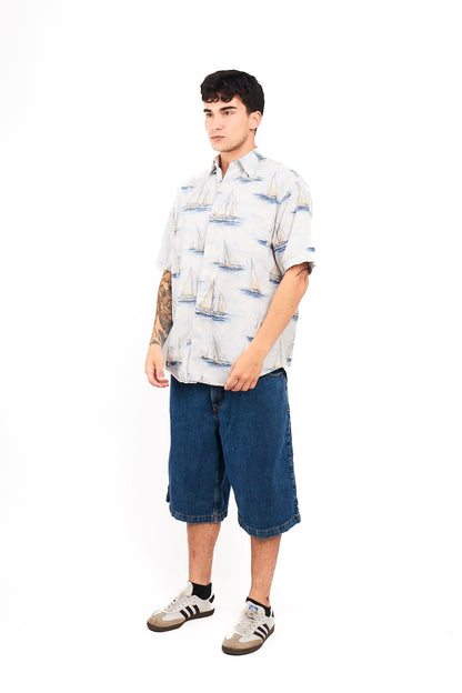 2000 Nautica Full Sailboats Shirt (L)