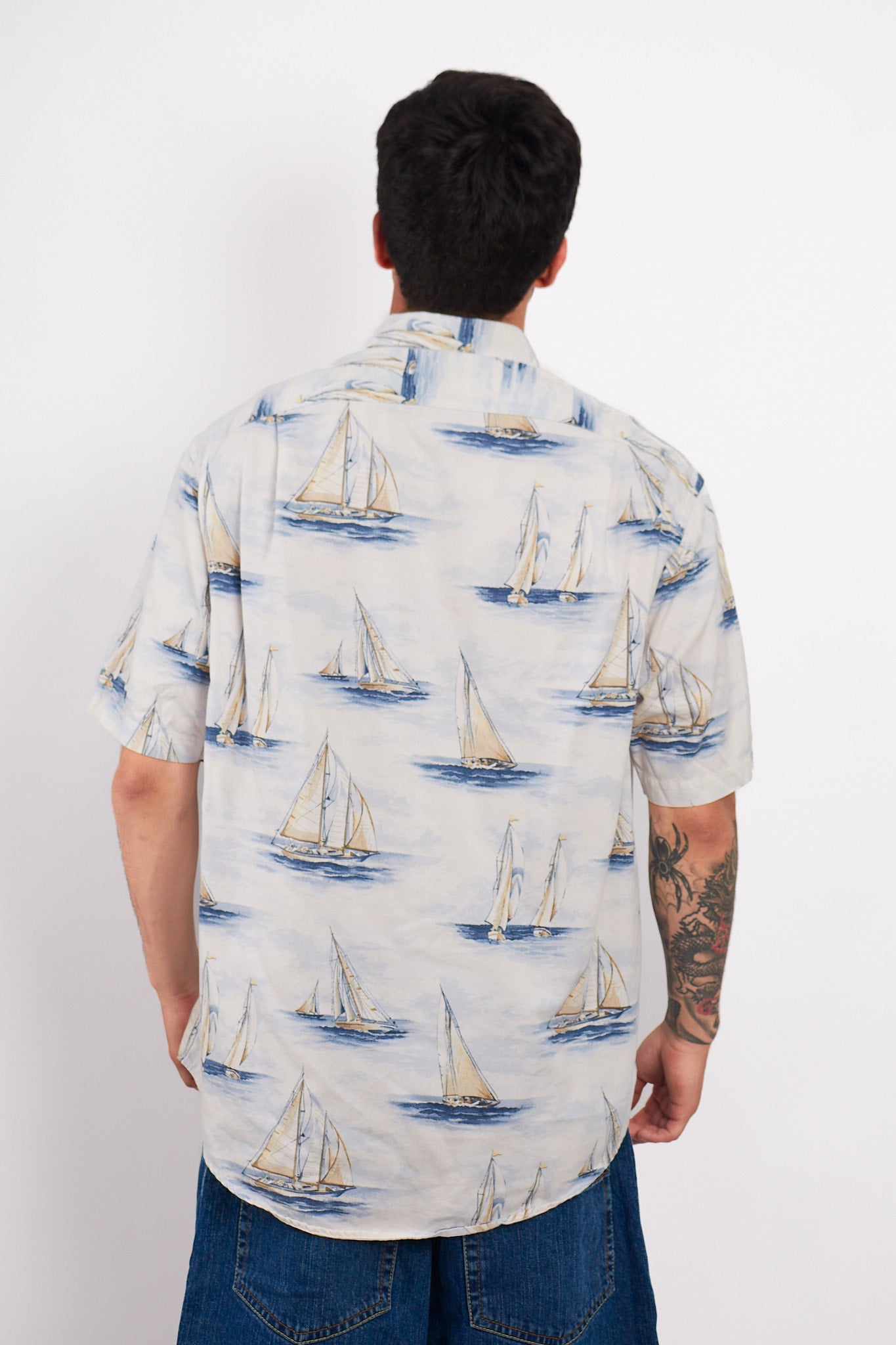 2000 Nautica Full Sailboats Shirt (L)