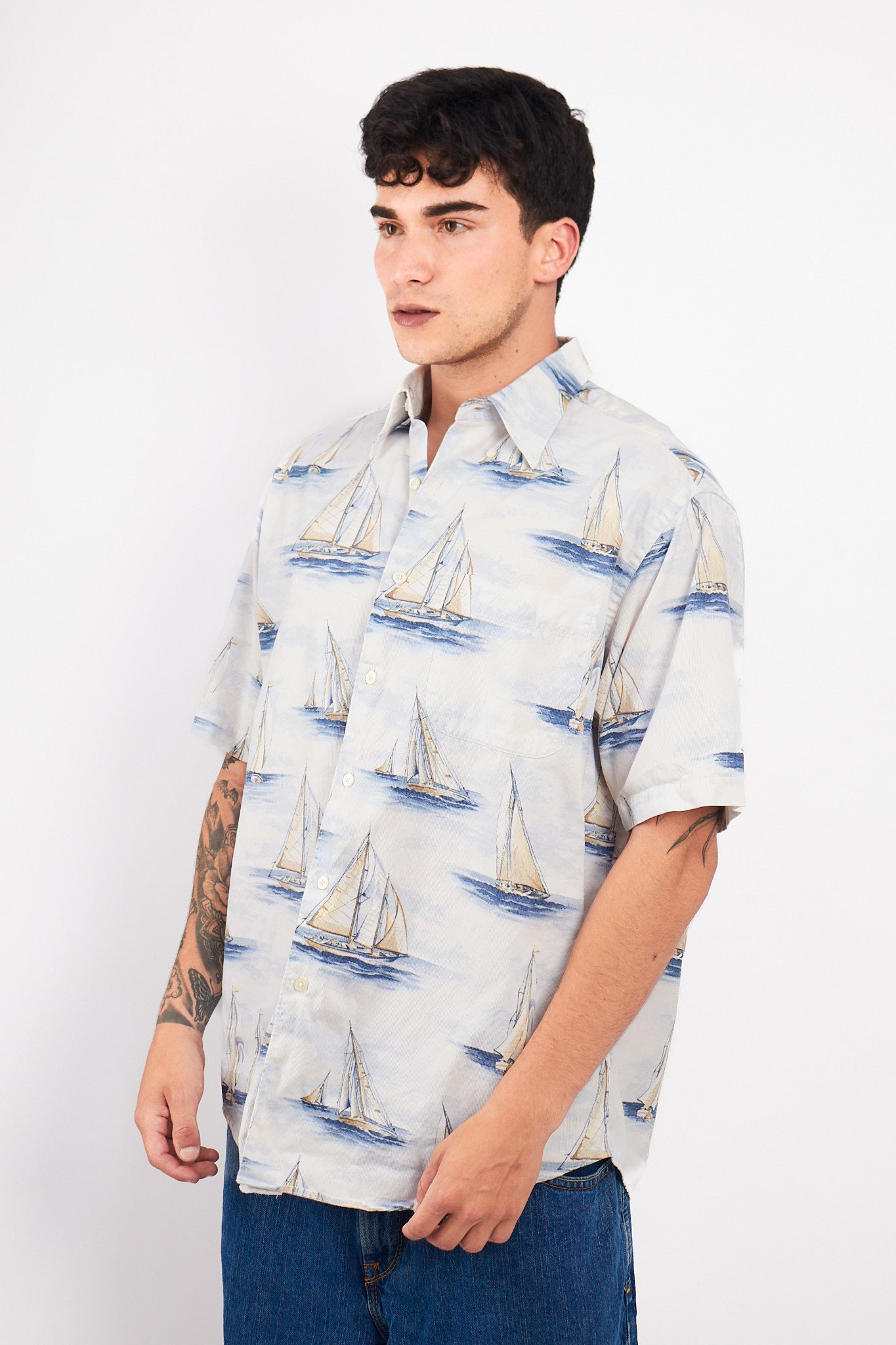 2000 Nautica Full Sailboats Shirt (L)