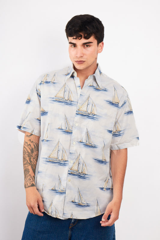 2000 Nautica Full Sailboats Shirt (L)
