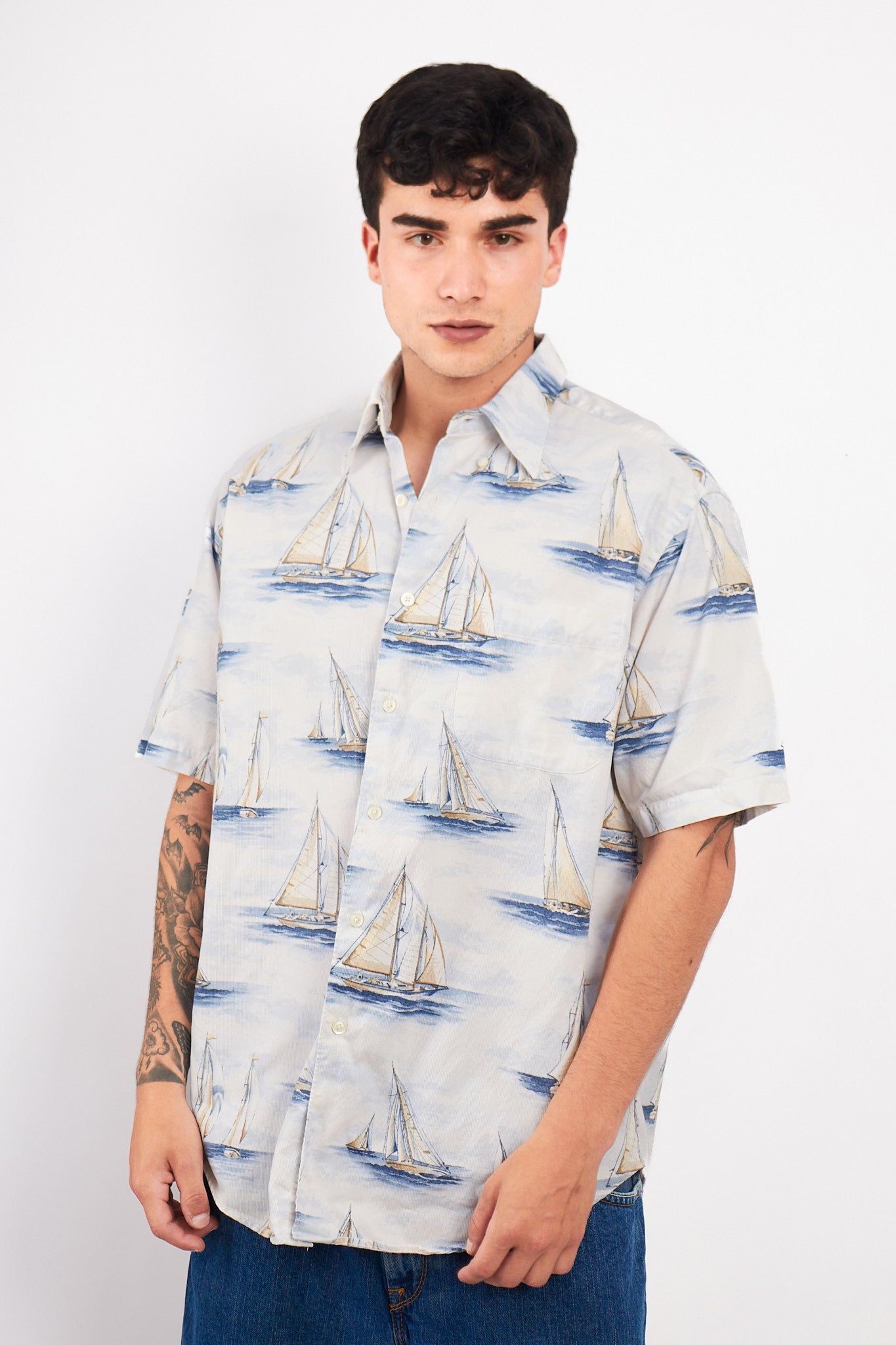 2000 Nautica Full Sailboats Shirt (L)