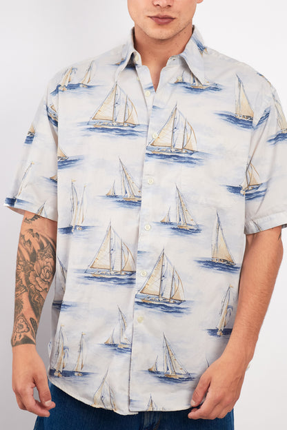 2000 Nautica Full Sailboats Shirt (L)