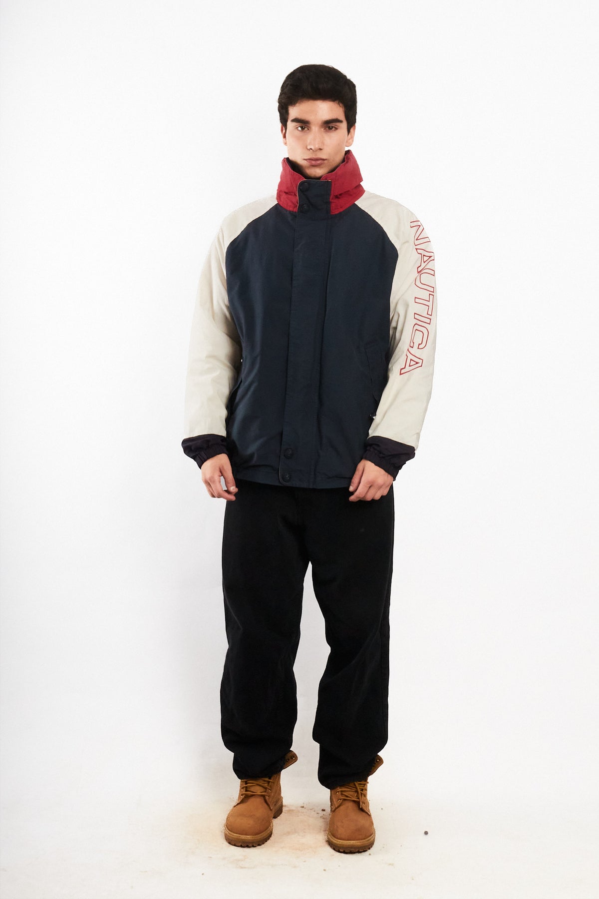 1990 Vintage Nautica Colorblock Spellout Jacket (L/XL)