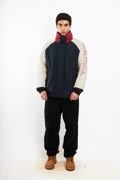 1990 Vintage Nautica Colorblock Spellout Jacket (L/XL)