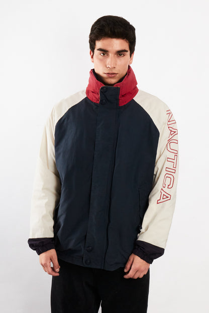 1990 Vintage Nautica Colorblock Spellout Jacket (L/XL)