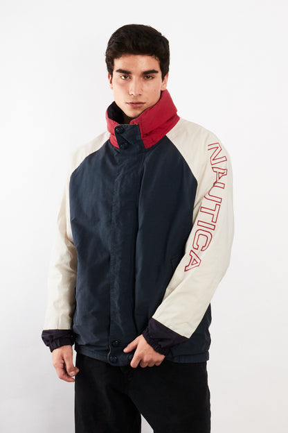 1990 Vintage Nautica Colorblock Spellout Jacket (L/XL)