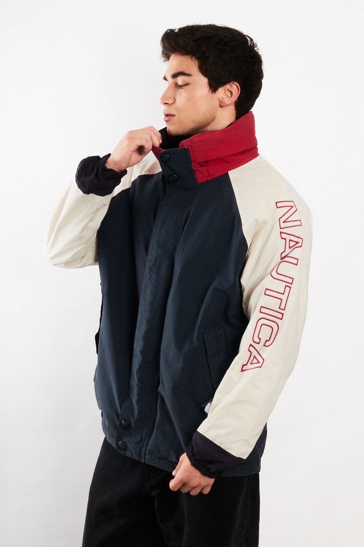1990 Vintage Nautica Colorblock Spellout Jacket (L/XL)