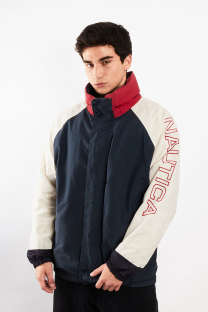 1990 Vintage Nautica Colorblock Spellout Jacket (L/XL)