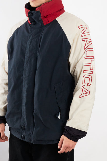 1990 Vintage Nautica Colorblock Spellout Jacket (L/XL)