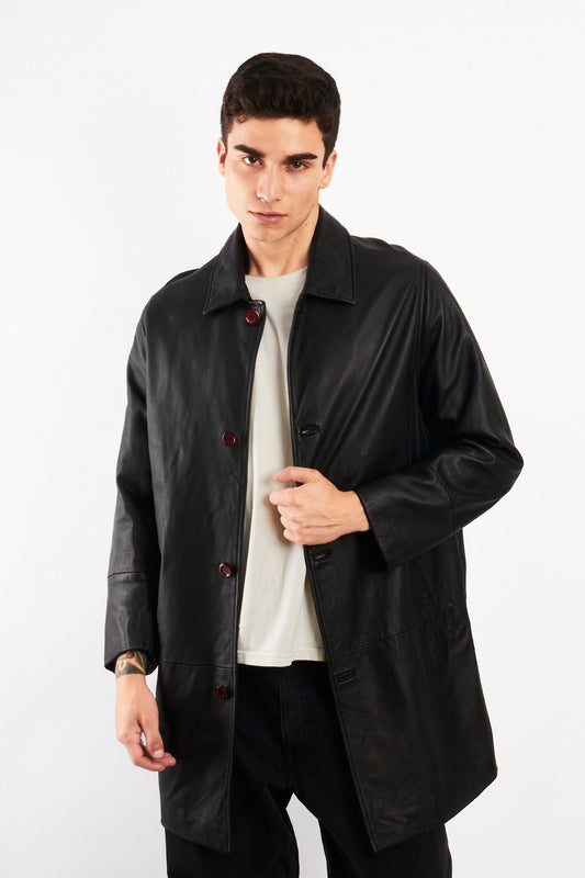 2000 Kenneth Cole Leather Trench Coat (M)