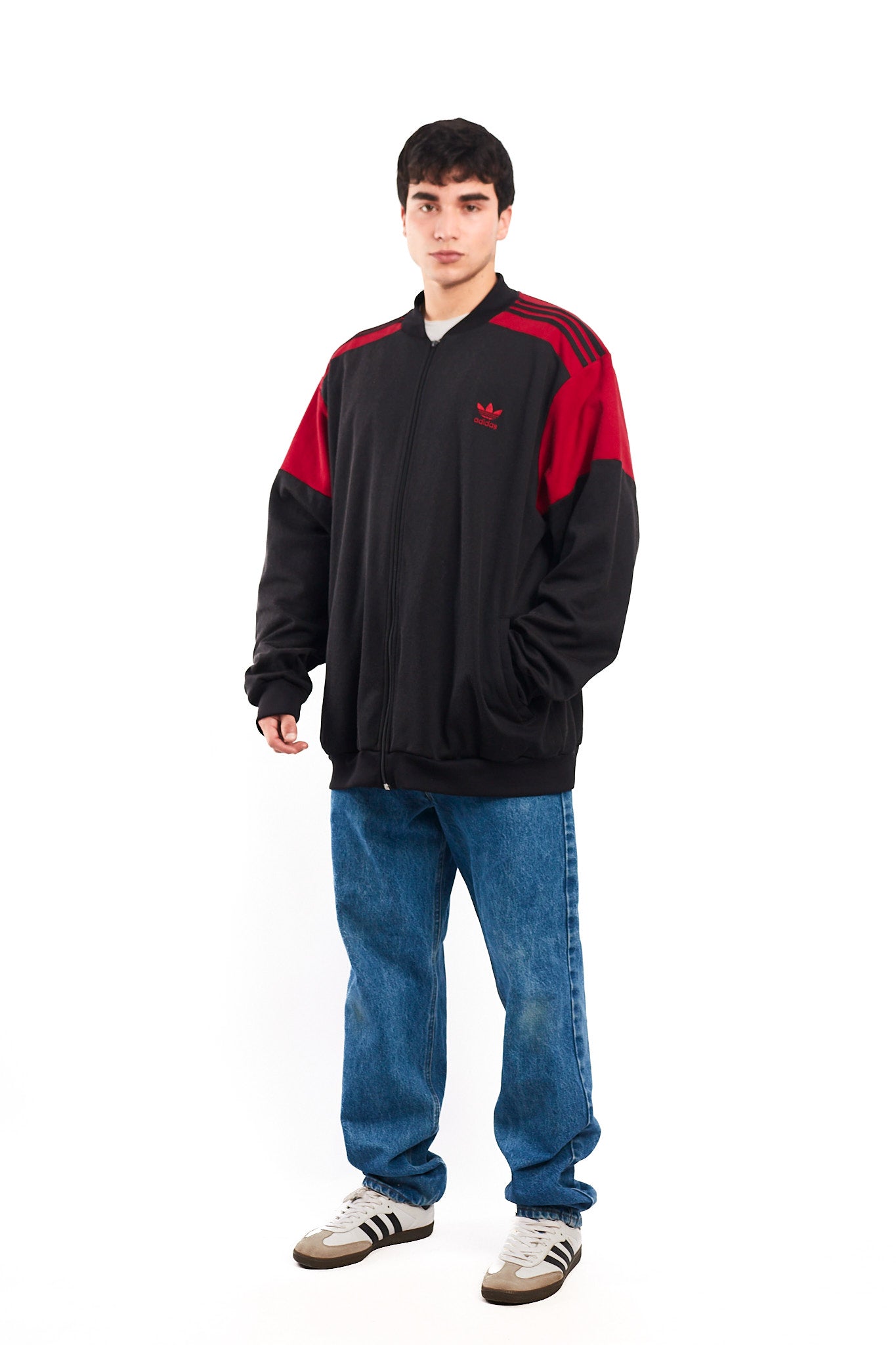 2000 Vintage Adidas Black and Red Jacket (XL(XXL)