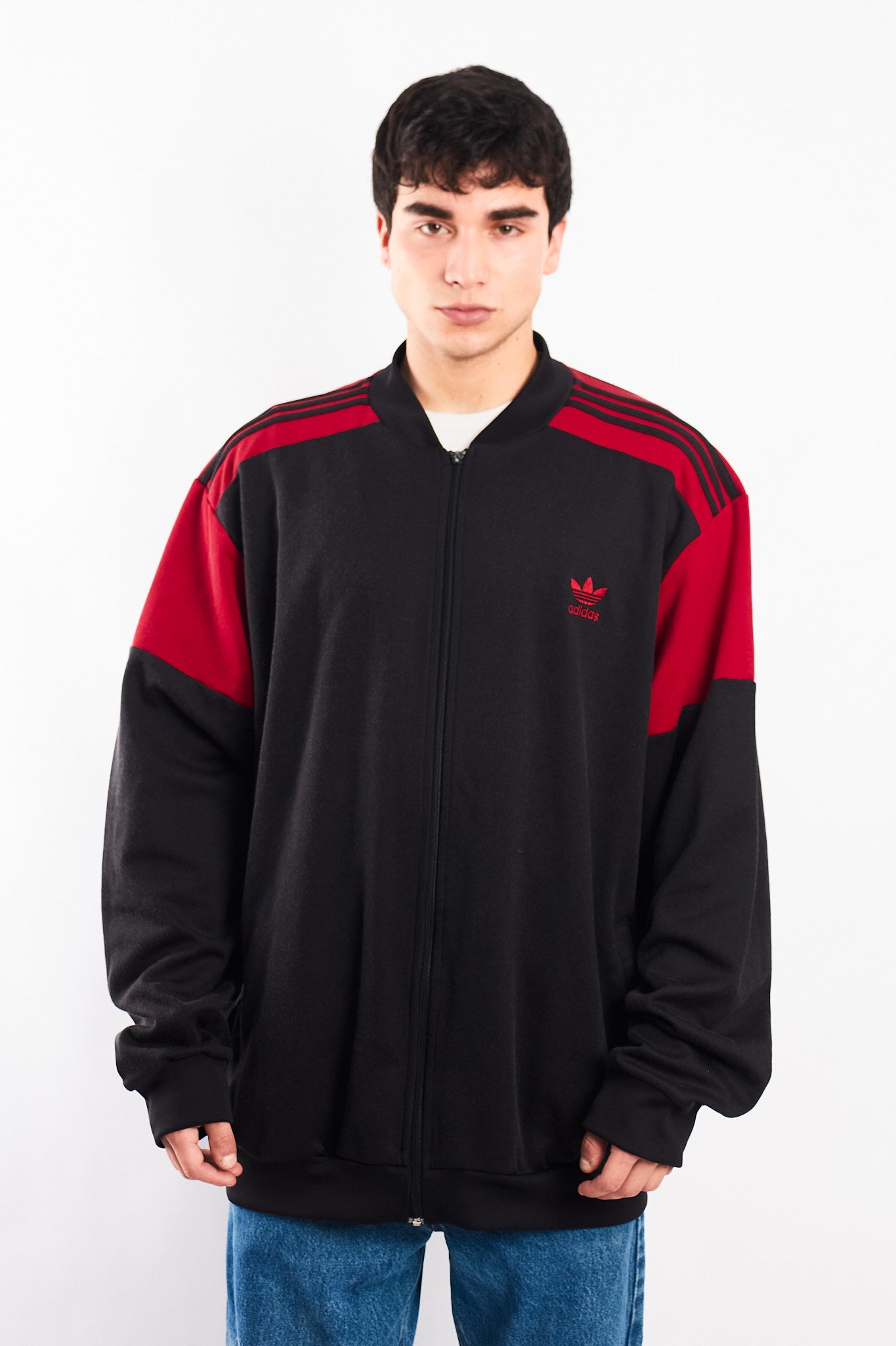 2000 Vintage Adidas Black and Red Jacket (XL(XXL)