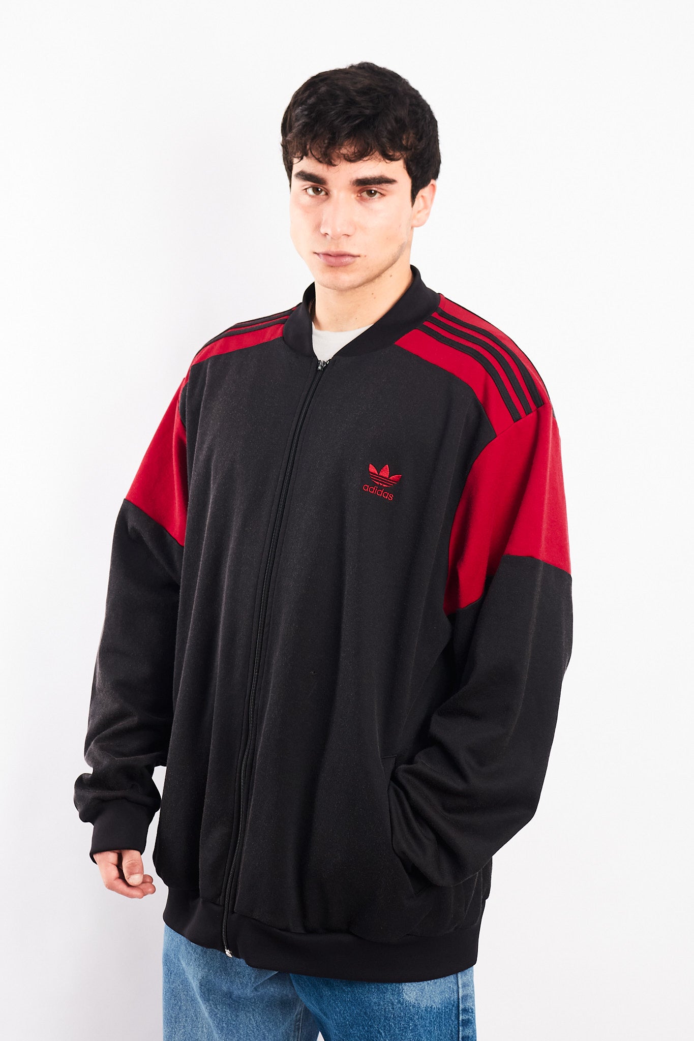 2000 Vintage Adidas Black and Red Jacket (XL(XXL)