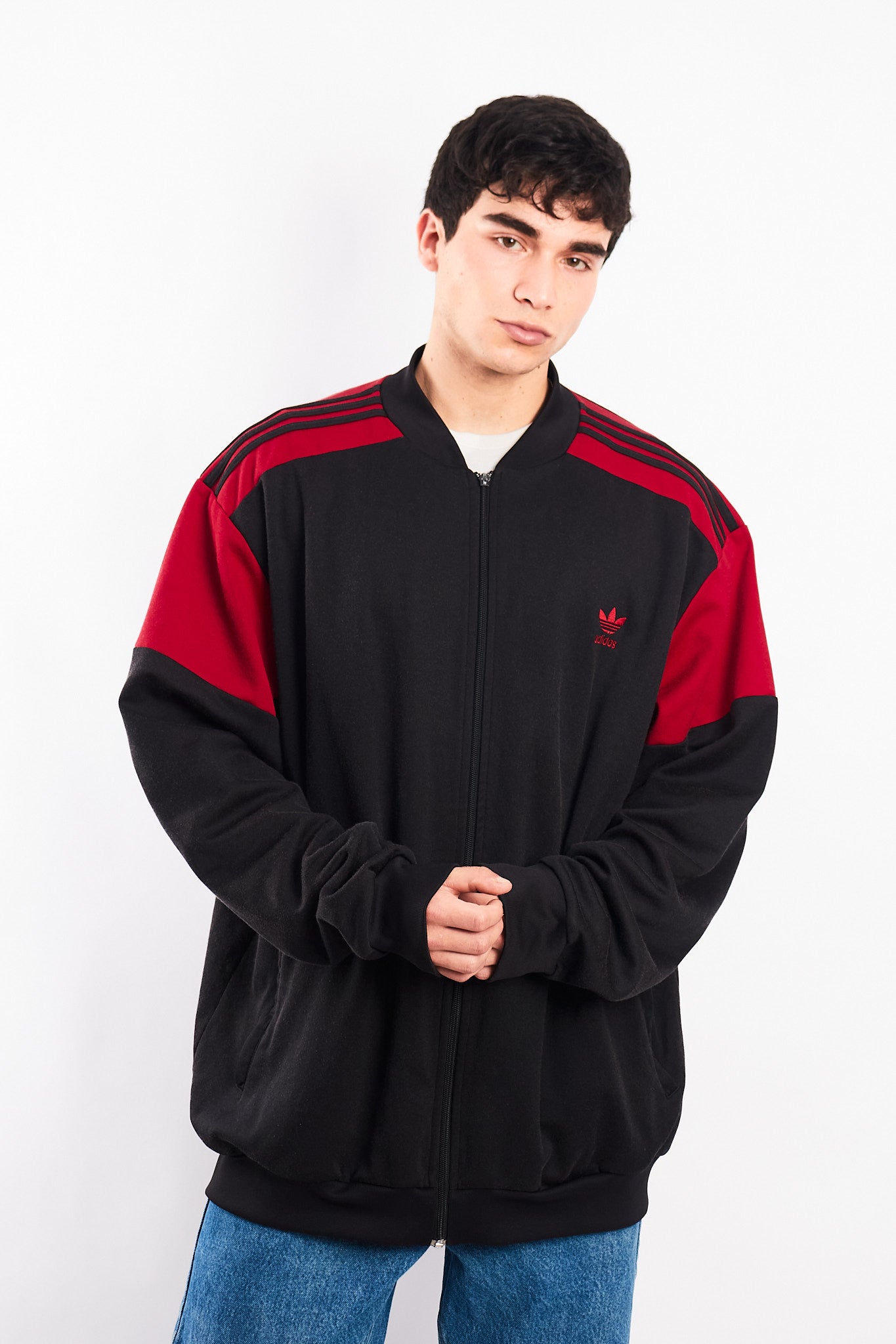 2000 Vintage Adidas Black and Red Jacket (XL(XXL)