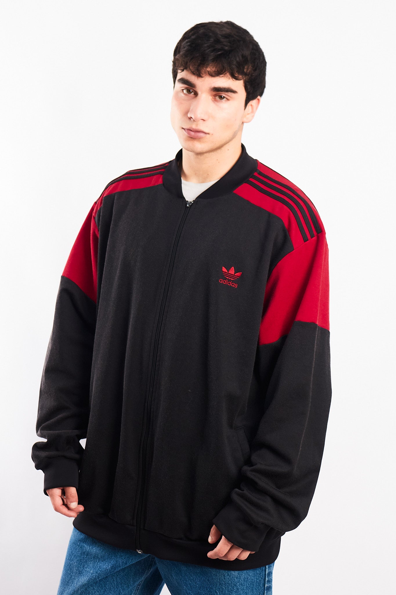 2000 Vintage Adidas Black and Red Jacket (XL(XXL)