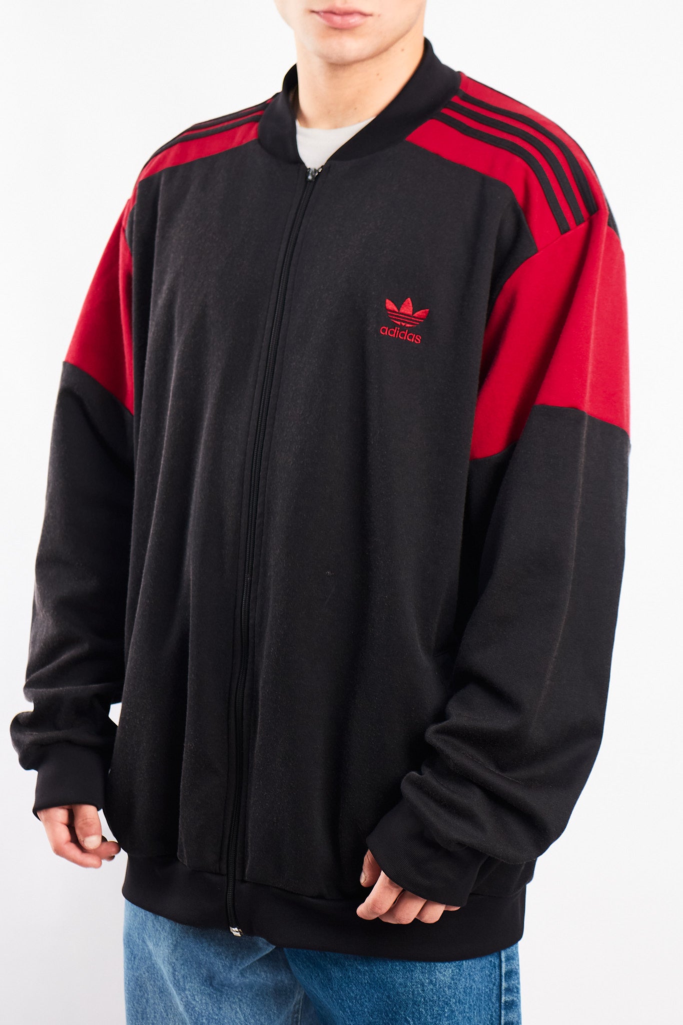 2000 Vintage Adidas Black and Red Jacket (XL(XXL)