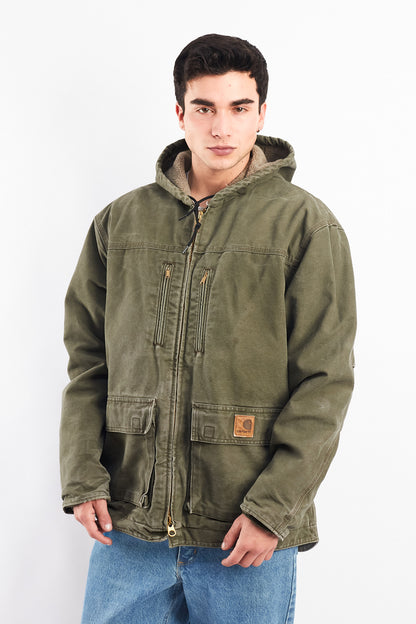 Vintage Carhartt C96 Army Green Sandstone Sherpa Jacket (L)