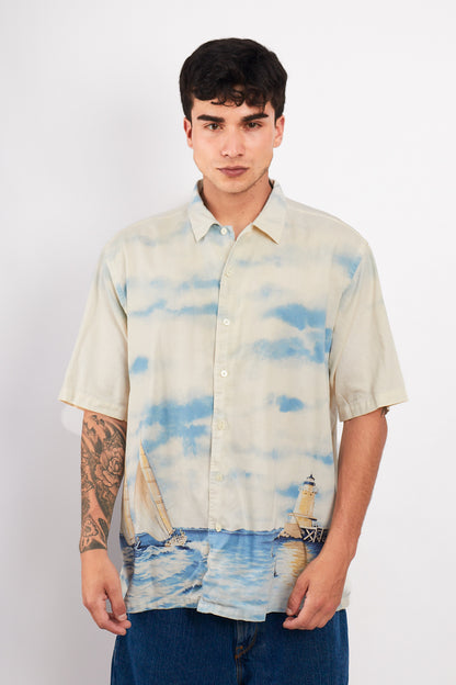 1990 Vintage Nautica Graphic Sailboat Shirt (L)