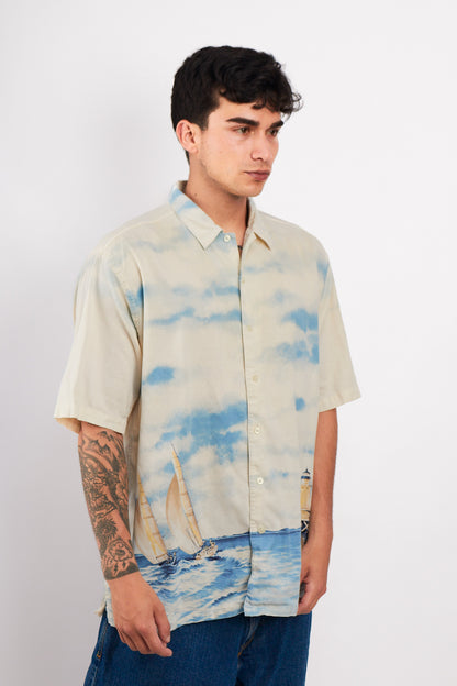 1990 Vintage Nautica Graphic Sailboat Shirt (L)